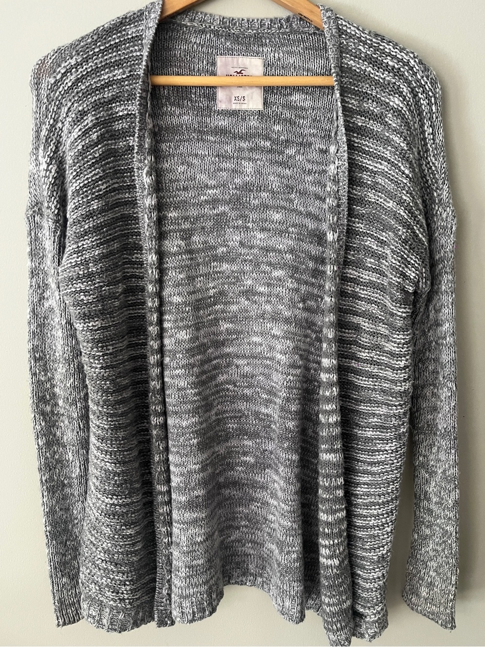 Hollister Marled Gray Open-Front Knit Cardigan